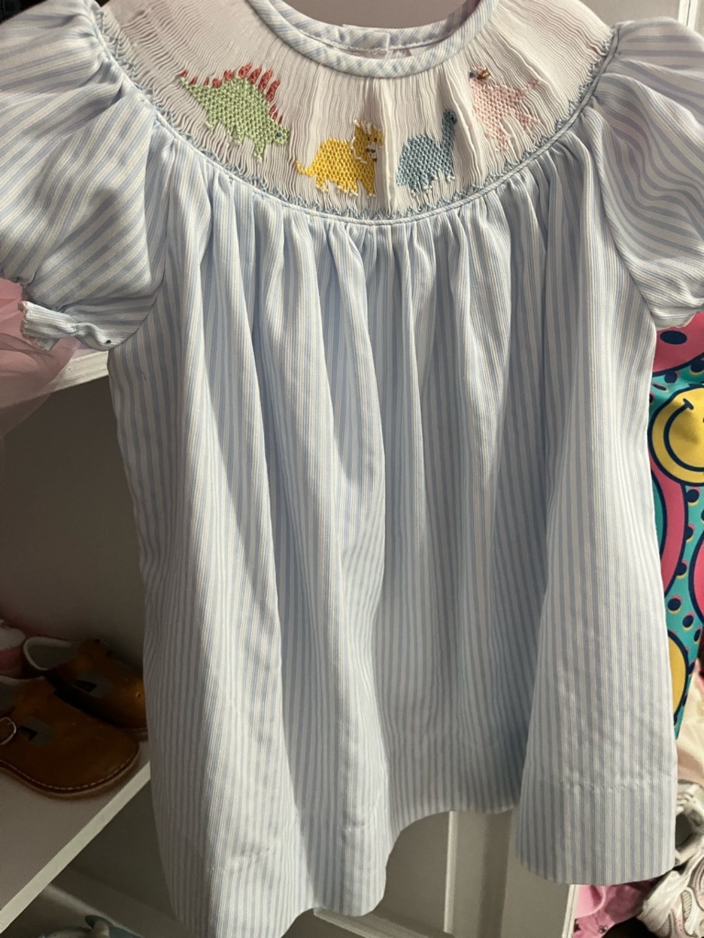 Toddler smocked dress with animals